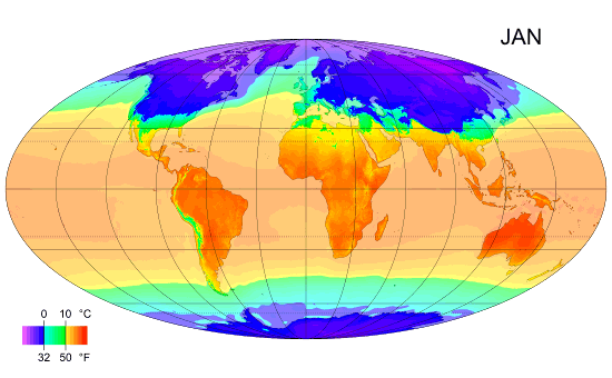Animació del mapa mundial de la temperatura mitjana mensual de l'aire de la superficie Fotografia